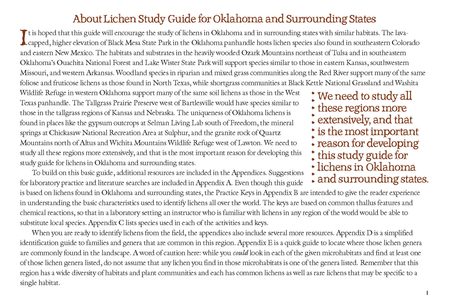 Lichen Study Guide for Oklahoma and Surrounding States