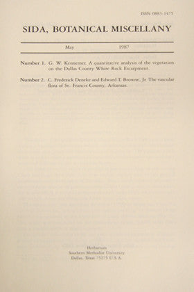 A Quantitative Analysis of the Vegetation on the Dallas County White Rock Escarpment